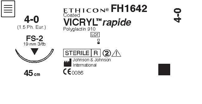 Sutur Vicryl Rapid FH 1642H 4-0 FS-2 45cm hvit