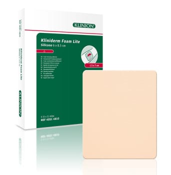 Kliniderm Foam Silikone Lite, skumbandage tynd, med silikone, steril, 15 cm x 15 cm