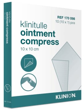 Klinitulle, non woven paraffin salvekompres, steril, 10 cm x 30 cm