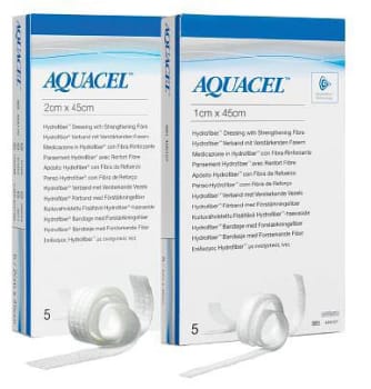 Aquacel Hydrofiber, sårbandage med forstærkede fibre, steril, 1 cm x 45 cm