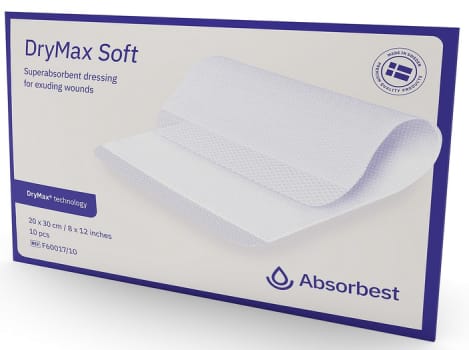 DryMax Soft, højabsorberende polymerkompres, steril, 20 cm x 30 cm