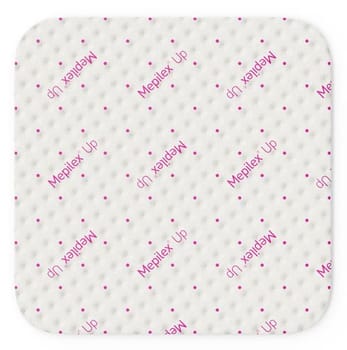 Mepilex Up, skumbandage med Safetac og eksudatkanaler, steril, 10 cm x 10 cm