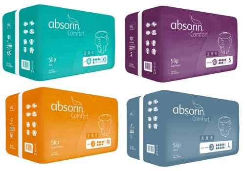 Absorin Slip, ble med fixationstape, dag, <= 70 cm, hvid, x-small