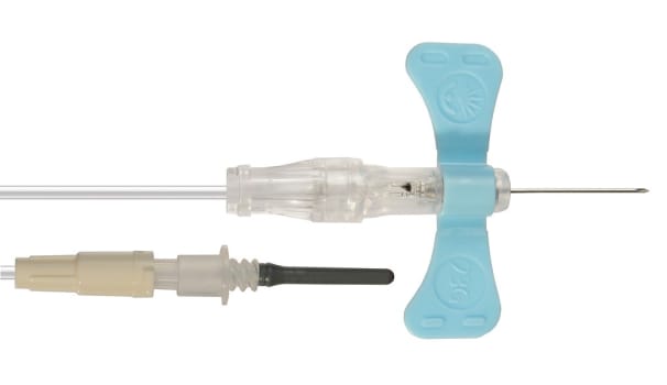 Vacutainer venprovt set Push Button 0,6x19mm, blå 23G, 178mm slang, steril