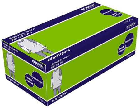 Klinion Protection, forklæde, hvid PE, 18 my, 80 cm x 125 cm