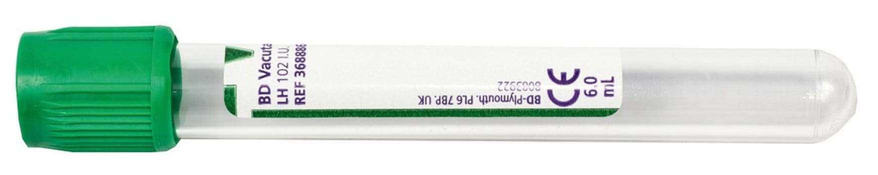 Vacutainer, glas, grøn, lithium-heparin, 7/6 ml