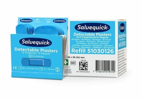 Plaster Salvequick fingertipp blå vanntett