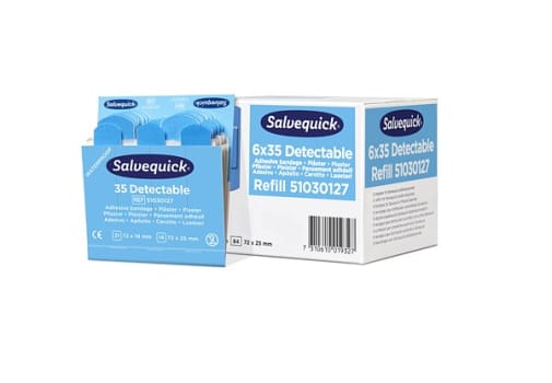Plaster Salvequick for næringsmiddel blå vanntett
