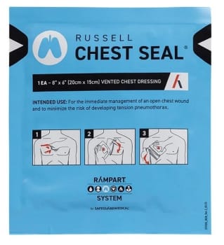 Bandasje okklusiv Russel Chest seal m/ventil