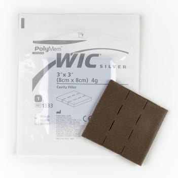 Bandasje sølv skum PolyMem Wic u/kleb filler 8x8cm