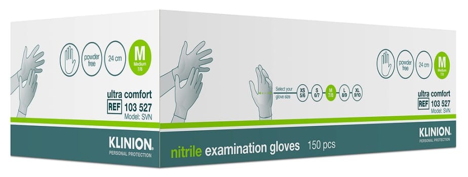 Hanske nitril Klinion Ultra Comfort kort M hvit