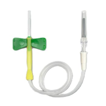 Klinion, blodprøvetakingssett, grønn, safelock, 305 mm, 21G x 3/4in, 0,6 mm x 19 mm, steril