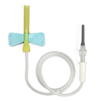 Klinion, blodprøvetakingssett, blå, safelock, 178 mm, 23G x 3/4in, 0,6 mm x 19 mm, m/holder, steril