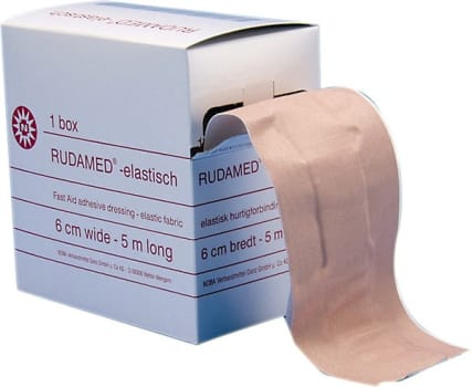 Plaster Rudamed m/sårpute tekstil 6cmx5m beige