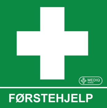 Førstehjelp skilt plast etterlysende 15x15cm