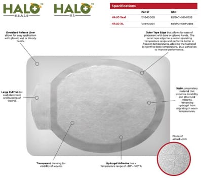 Bandasje okklusiv Halo Chest seal