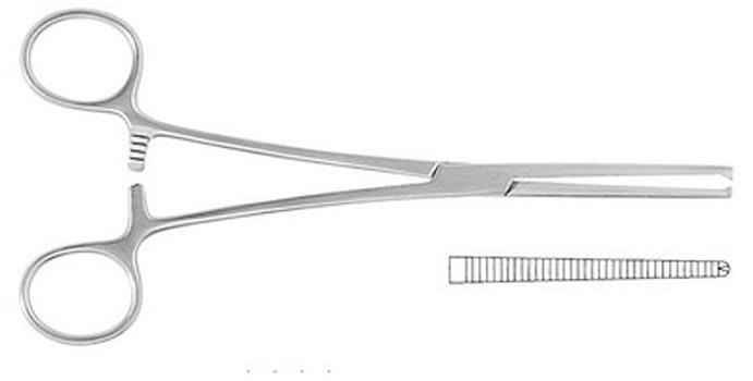 Arterieklemme Kocher rett m/tenner 14cm