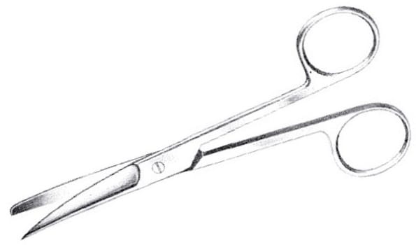 Saks kirurgisk buet spiss/butt 13cm