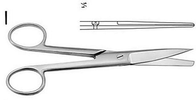Saks kirurgisk buet spiss/butt 13cm
