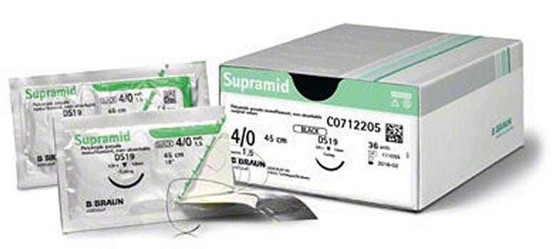 Sutur Supramid 4-0 DS24 45cm sort