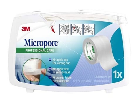 Plaster Micropore m/disp 2,5cmx9,1m enkeltpk hvit