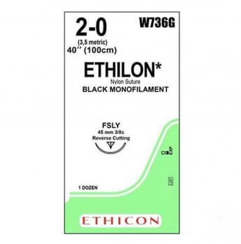 Sutur Ethilon W736G 2-0 USP 100cm sort