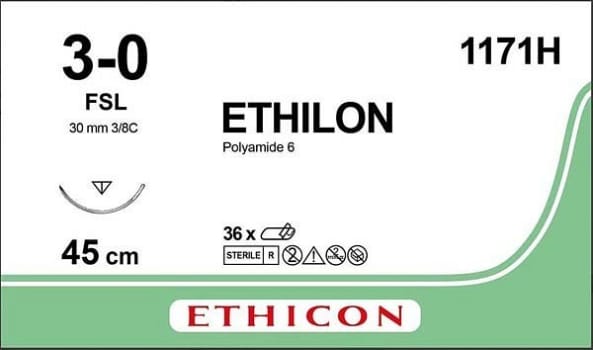 Sutur Ethilon 1171H 3-0 FSL sort 45cm