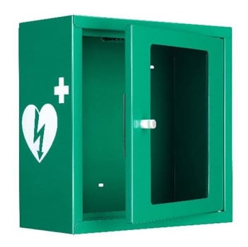 Hjertestarter skap m/alarm grønt 40x40x20cm