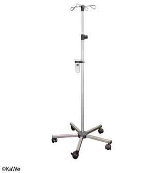 Infusjonsstativ, 4 kroker, 5 hjul - 2 m/brems, 125-213 cm