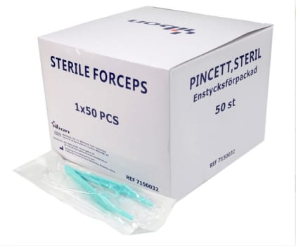 Pincett Yibon plast grön 12.8cm steril engångs