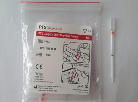 Kapillärpipett Cardiochek 15ul plast-glas 25 st/förp röd