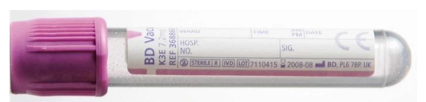 Vakuumrör vacutainer k3-edta 5/4ml lila papper med skrivyta