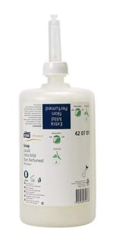 Flytande tvål Tork Premium Mild 1l S1 system oparfymerad Svanenmärkt