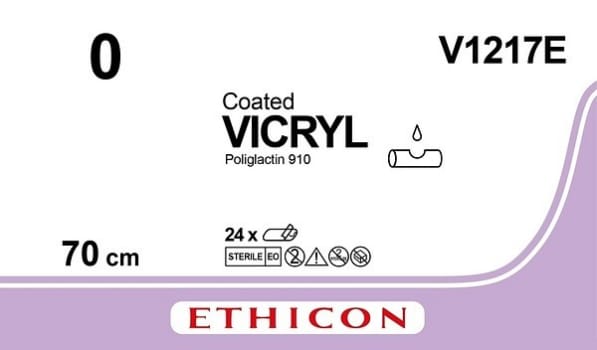 Suturtråd VICRYL 0 Sutupak Steril 70cm lila 5 längder LIGATUR J&J 0 5.X70CM STERIL