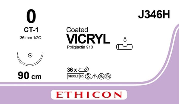 Sutur Vicryl 0 CT-1 Steril 90CM lila 1/2 cirk TP Sutur J&J 0 90cm, CT.1