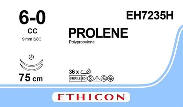 Sutur Prolene 6-0 2X CC Steril 75cm blå 1/2 TP Sutur J&J 6-0, 75cm, CC x2