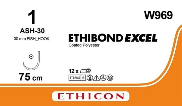 Sutur Ethibond Excel 1 ASH-30 Steril 75CM grön 1/2 TP Sutur J&J 1, 75cm, ASH