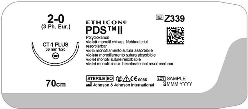 Sutur PDS II 2-0 CT-1 Steril 70cm lila 1/2 Sutur J&J 2-0, 70cm, CT-1