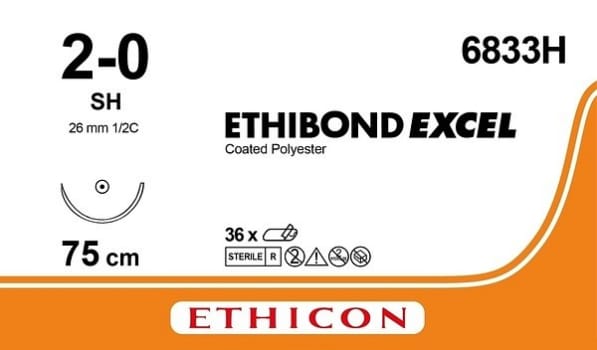 Sutur Ethibond Excel 2-0 SH-30 Steril 75CM grön 1/2 TP Sutur J&J 2-0, 75cm, SH
