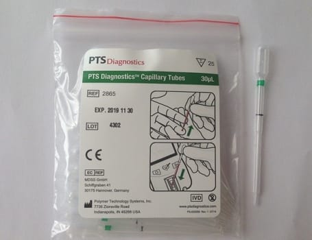 Kapillärpipett Cardiochek 30ul plast-glas 25 st/förp grön
