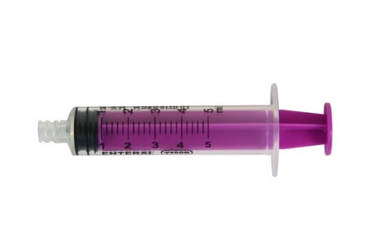 Nutrisafe 2 enteral spruta 5ml steril lila engångs Vnr 1015.054