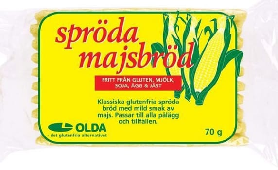 Oldana Spröda Majsbröd 6x70gram Vnr 203297