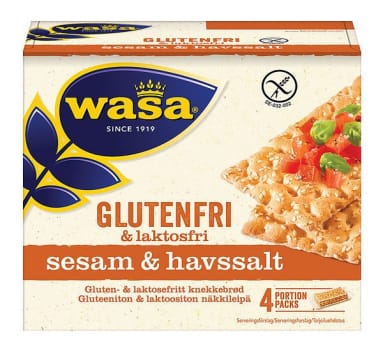 Wasa gluten&laktosfri knäckebröd sesam&havssalt 240gram Vnr 014775
