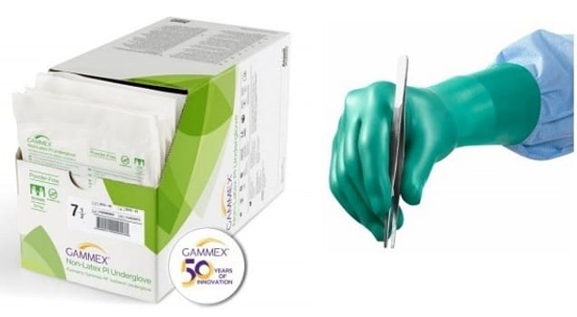 Handske op Gammex PF non-latex 8,5 steril latexfri puderfri grön