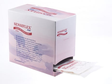 Handske op Sensiflex Plus 8,5 steril latex puderfri vit