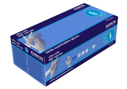 Handske undersök Klinion Ultra Safe L nitril puderfri blå