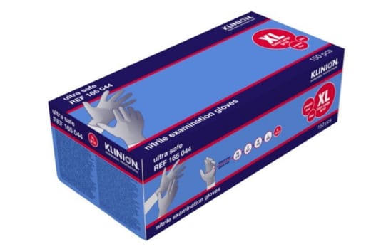 Handske undersök Klinion Ultra Safe XL nitril puderfri blå