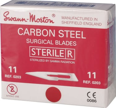 Knivblad op Swann Morton nr11 steril kolstål