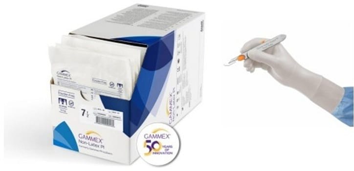 Handske op Gammex PI non-latex 7,0 steril latexfri puderfri vit