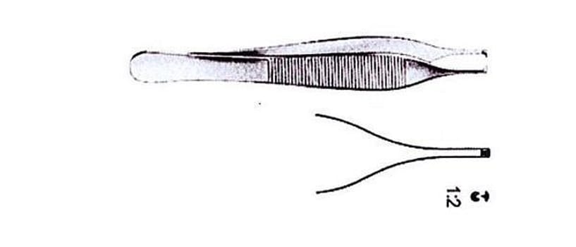 Pincett Adson 1x2 klo 12cm op-kval